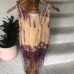 Patrons Of Peace Bohemian Tye Dye Lace Fringe Festival Top